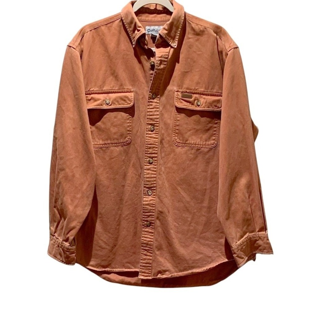 Carhartt S09 Sienna Sandstone Twill Shirt Mens M Heavyweight Workwear Y2K Autumn